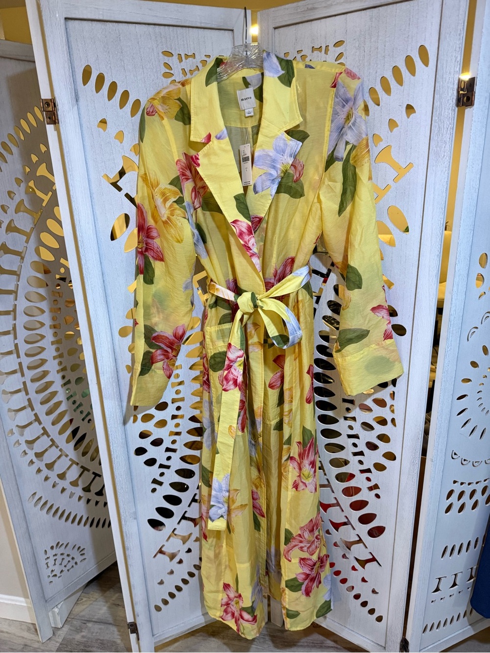 Anthropology Maeve Yellow Floral Tie-Waist  wrap Midi Dress. NWT